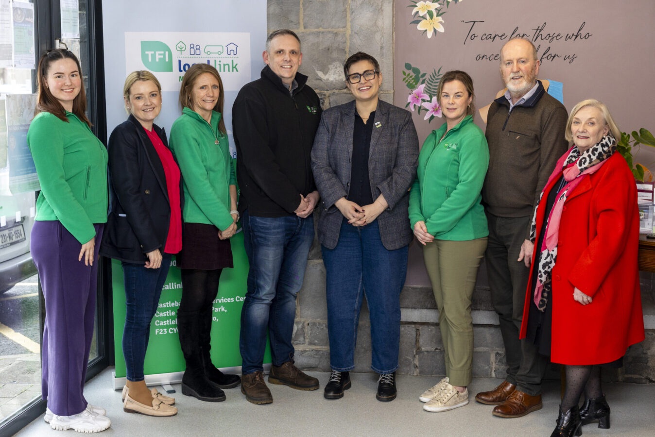 Left to right:
Sasha Bublii (LLM), Cllr. Donna Sheridan, Trish Heaney, John Doyle (LLM), Maria Walsh MEP, Jennifer McHugh (LLM), Declan Turnbull (Mayo County Council), Anne Maire Carroll (Director).