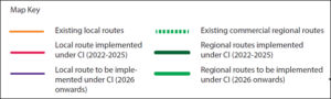 Key route categories. 6 different route categories.
