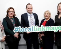 Pictured at the Launch of Local Link Mayo by Cllr Neil Cruise at the Museum of Country Life, Turlough, Castlebar are Maura Murphy, RSS Superviser Louisburg,Clare Purton, Westport Meals om Wheels, David O'Malley, Local Link Mayo, AnnMarie Carroll, Director of Mayo Community Transport and Mairead Hegarty, ISL Interpreter. Pic Heverin Print.