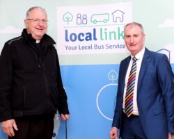 Local Link Mayo host National Age Friendly Recognition and Achievement Judges at an event in the Father Peyton Centre, Attymass. Pictured at the event are Fr Steve Gibbons and Michael Carney, Kilmeena Community Group. Pic: Heverin Print. Fr Steve Gibbons and Michael Carney, Kilmeena Community Group attending National Age Friendly Recognition event in Attymass.