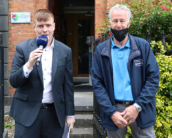 Michael D McAndrew MWR presenter pictured with Mark Evans (Golf Mayo Transport Operator)
