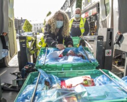 Matt and Blathain Rowley pictured at SuperValu Westport preparing for deliveries as part of the Covid-19 community response
