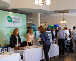 TFI Anseo Launch event. From L/R: Angela Fahey and Jennifer McHugh at the information tables. TFI Anseo Launch event. From L/R: Angela Fahey and Jennifer McHugh at the information tables.