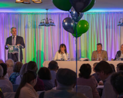 Dara Calleary giving speech on the stage